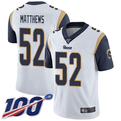 Los Angeles Rams Limited White Men Clay Matthews Road Jersey NFL Football 52 100th Season Vapor Untouchable